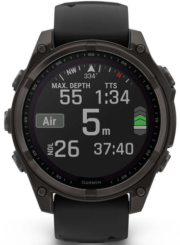 Garmin Fenix 8 47mm Sapphire Solar Carbon Grey DLC Titanium Black Pebble Grey Silicone Watch