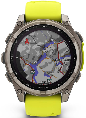 Garmin Fenix 8 47mm Sapphire Solar Titanium Amp Yellow Graphite Silicone Watch