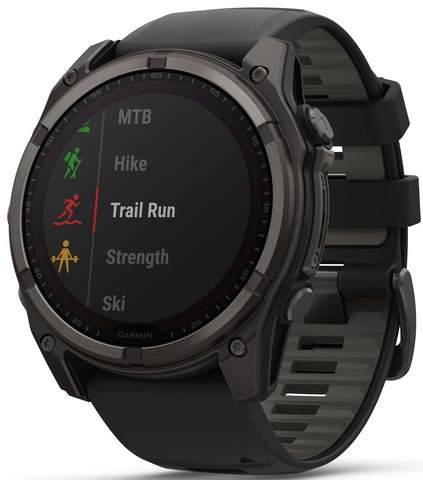 Garmin Fenix 8 51mm Sapphire Solar Carbon Grey DLC Titanium Black Pebble Grey Silicone Watch