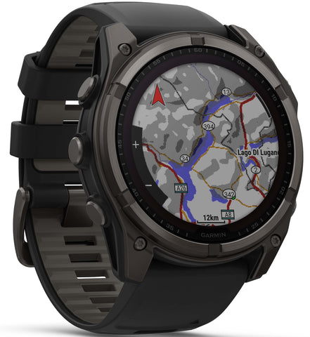 Garmin Fenix 8 51mm Sapphire Solar Carbon Grey DLC Titanium Black Pebble Grey Silicone Watch