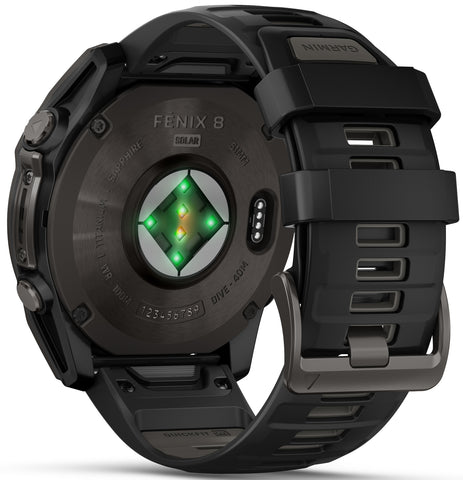 Garmin Fenix 8 51mm Sapphire Solar Carbon Grey DLC Titanium Black Pebble Grey Silicone Watch