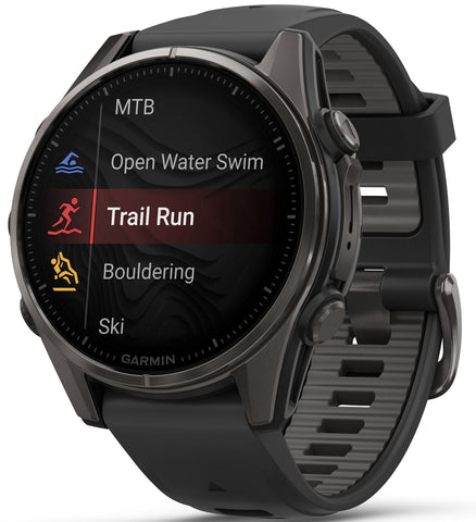 Garmin Fenix 8 43mm Sapphire AMOLED Carbon Grey DLC titanium Black Pebble Grey Silicone Watch