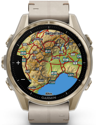Garmin Fenix 8 43mm Sapphire AMOLED Soft Gold Limestone Leather Watch