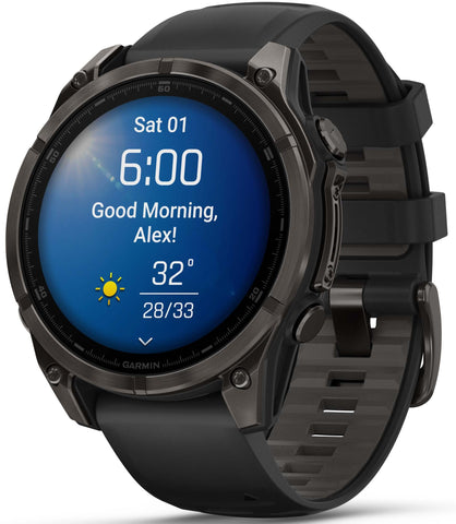 Garmin Fenix 8 47mm Sapphire AMOLED Carbon Grey DLC titanium Black Pebble Grey Silicone Watch
