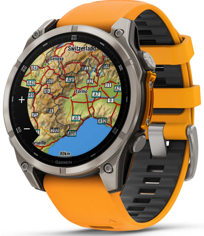 Garmin Fenix 8 47mm Sapphire AMOLED Titanium Spark Orange Graphite Silicone Watch