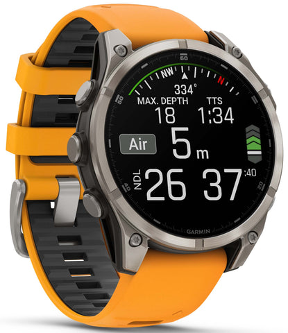 Garmin Fenix 8 47mm Sapphire AMOLED Titanium Spark Orange Graphite Silicone Watch