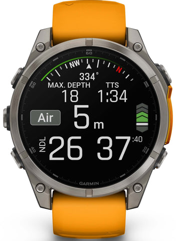 Garmin Fenix 8 47mm Sapphire AMOLED Titanium Spark Orange Graphite Silicone Watch