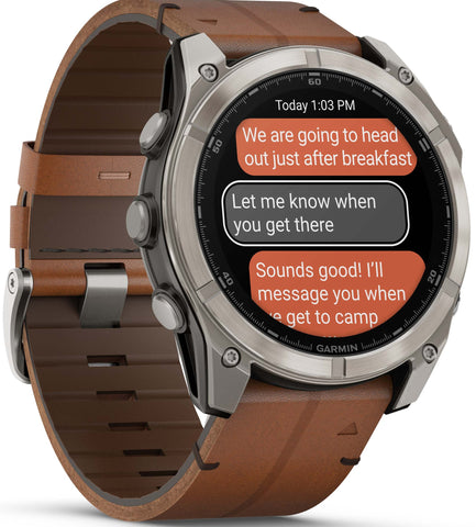 Garmin Fenix 8 51mm Sapphire AMOLED Titanium Chestnut Leather Band Watch