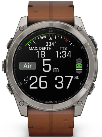 Garmin Fenix 8 51mm Sapphire AMOLED Titanium Chestnut Leather Band Watch