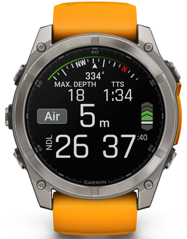 Garmin Fenix 8 51mm Sapphire AMOLED Graphite Spark Orange Titanium Silicone Watch