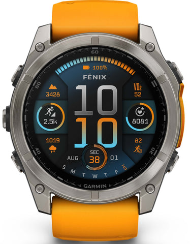 Garmin Fenix 8 51mm Sapphire AMOLED Graphite Spark Orange Titanium Silicone Watch