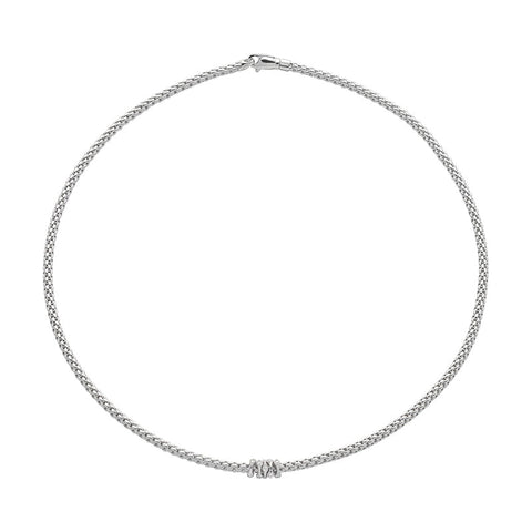 Fope Prima 18ct White Gold 0.20ct Diamond Necklace 742C BBR.