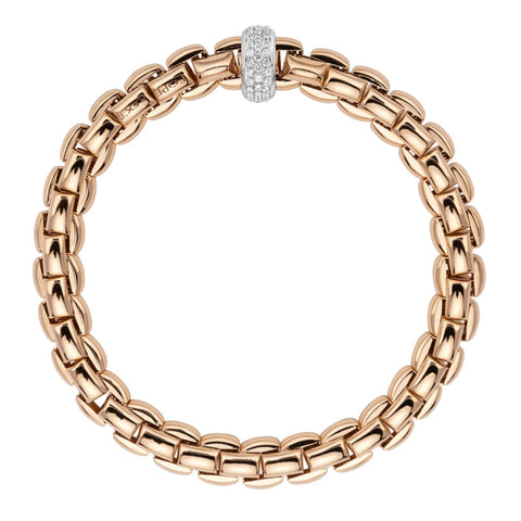 Fope Eka 18ct Rose Gold 0.58ct Diamond Bracelet, 607B/PAVE.