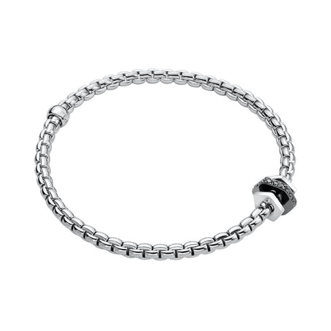 Fope Eka 18ct White Gold 0.16ct Diamond Black Rhodium Rondelle Bracelet 754B/BBRN