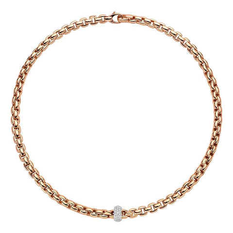 Fope Eka Anniversario 18ct Rose Gold 0.40ct Diamond Necklace. 707C PAVE.