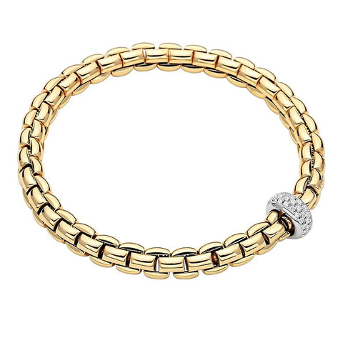 Fope Eka Anniversario 18ct Yellow Gold 0.40ct Diamond Bracelet, 707B/PAVE.