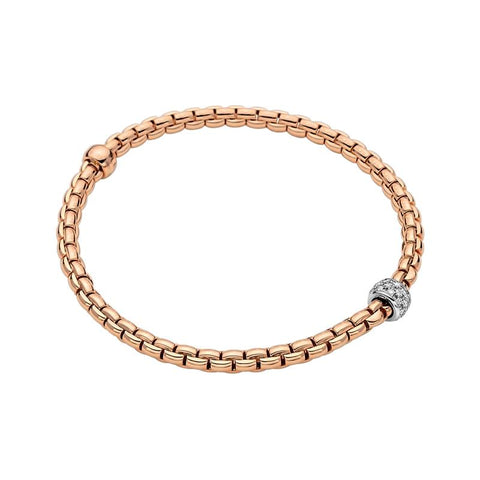 Fope Eka Tiny 18ct Rose Gold 0.19ct Diamond Bracelet, 733B/PAVE.