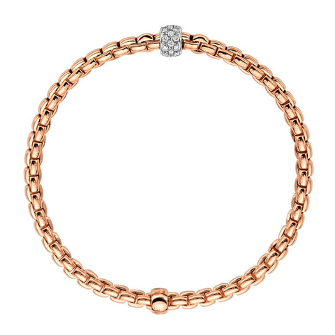 Fope Eka Tiny 18ct Rose Gold 0.19ct Diamond Bracelet, 733B/PAVE.