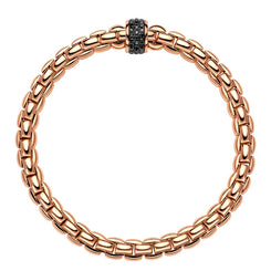 Fope Eka Tiny 18ct Rose Gold 0.54ct Black Diamond Bracelet, 704B/PAVEN.