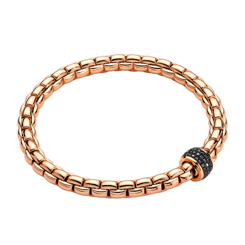 Fope Eka Tiny 18ct Rose Gold 0.54ct Black Diamond Bracelet, 704B/PAVEN.