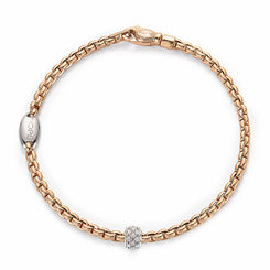 Fope Eka Tiny 18ct Rose Gold Diamond Rondelle Bracelet 730B PAVE