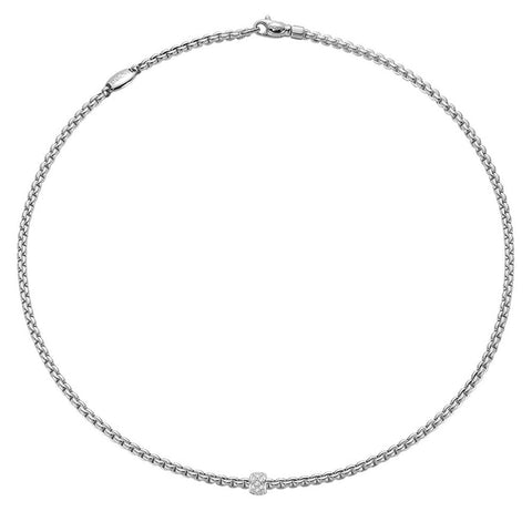 Fope Eka Tiny 18ct White Gold 0.19ct Diamond Necklace, 730C PAVE.