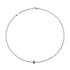 Fope Eka Tiny 18ct White Gold 0.20ct Black Diamond Necklace, 730C PAVEN.