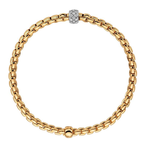 Fope Eka Tiny 18ct Yellow Gold 0.19ct Diamond Bracelet, 733B/PAVE.