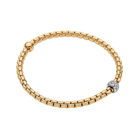 Fope Eka Tiny 18ct Yellow Gold 0.19ct Diamond Bracelet, 733B/PAVE.