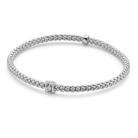 Fope Flex'It Prima 18ct White Gold 0.12ct Diamond Bracelet 743B BBR