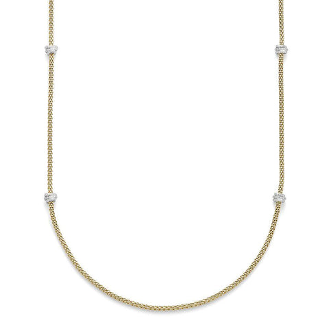 Fope Flex'It Prima 18ct Yellow Gold 1.24ct Diamond 80cm Necklace. 744C PAVE 80.