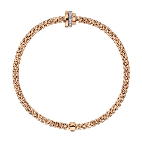 Fope Flex'it Prima 18ct Rose Gold 0.10ct Diamond Bracelet, 744B/BBR.