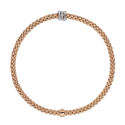 Fope Flex'it Prima 18ct Rose Gold 0.12ct Diamond Bracelet, 743B/BBR.