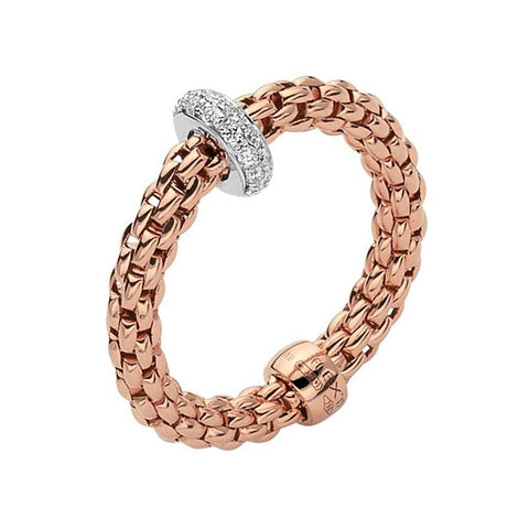 Fope Flex'it Prima 18ct Rose Gold 0.18ct Diamond Ring, AN745/BBR.