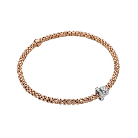 Fope Flex'it Prima 18ct Rose Gold 0.31ct Diamond Bracelet. 744B PAVE.