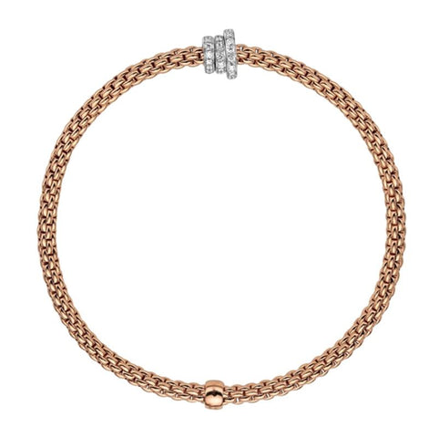 Fope Flex'it Prima 18ct Rose Gold 0.31ct Diamond Bracelet. 744B PAVE.