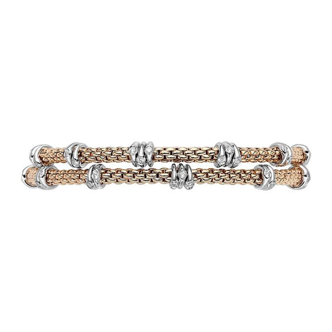 Fope Flex'it Prima 18ct Rose Gold 0.37ct Diamond Two Row Bracelet, 747B-2F BBR.