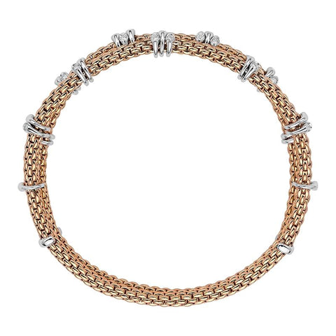 Fope Flex'it Prima 18ct Rose Gold 0.37ct Diamond Two Row Bracelet, 747B-2F BBR.