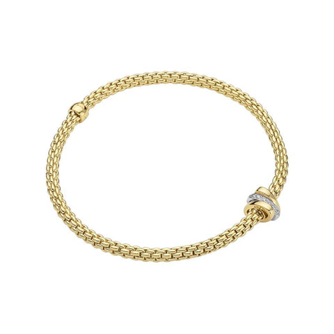 Fope Flex'it Prima 18ct Yellow Gold 0.10ct Diamond Bracelet, 744B/BBR.