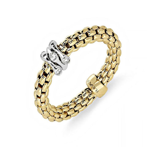 Fope Flex'it Prima 18ct Yellow Gold 0.12ct Diamond Ring, AN748/BBR.