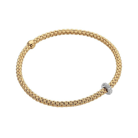 Fope Flex'it Prima 18ct Yellow Gold 0.18ct Diamond Bracelet