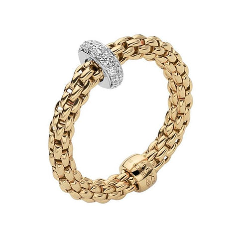 Fope Flex'it Prima 18ct Yellow Gold 0.18ct Diamond Ring, AN745/BBR.