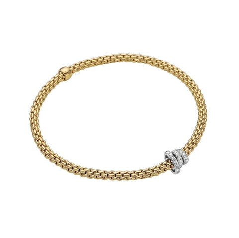 Fope Flex'it Prima 18ct Yellow Gold 0.31ct Diamond Bracelet. 744B PAVE.