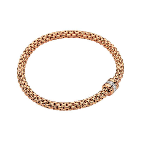 Fope Flex'it Solo 18ct Rose Gold 0.10ct Diamond Bracelet, 621B/BBR.