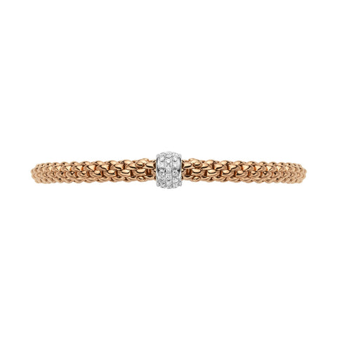 Fope Flex'it Solo 18ct Rose Gold 0.29ct Diamond Bracelet, 634B/PAVE.
