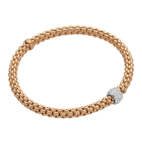 Fope Flex'it Solo 18ct Rose Gold 0.29ct Diamond Bracelet, 634B/PAVE.