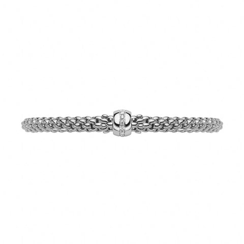 Fope Flex'it Solo 18ct White Gold 0.10ct Diamond Bracelet, 634B/BBR.