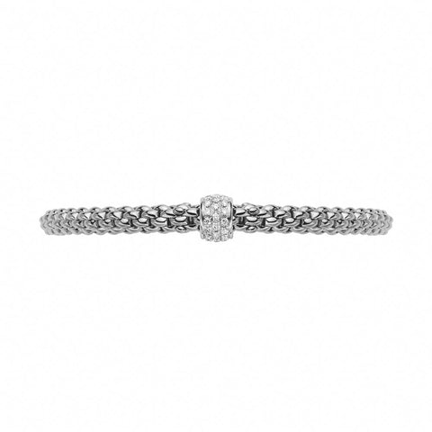 Fope Flex'it Solo 18ct White Gold 0.29ct Diamond Bracelet, 634B/PAVE.