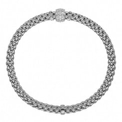 Fope Flex'it Solo 18ct White Gold 0.29ct Diamond Bracelet, 634B/PAVE.