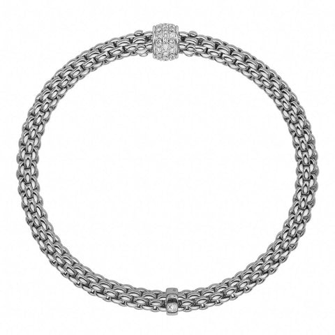 Fope Flex'it Solo 18ct White Gold 0.29ct Diamond Bracelet, 634B/PAVE.